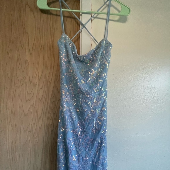 Like New | Windsor Blue Sequin Prom Dress (Kinsley Formal Sequin Mermaid Dress) - Picture 6 of 8